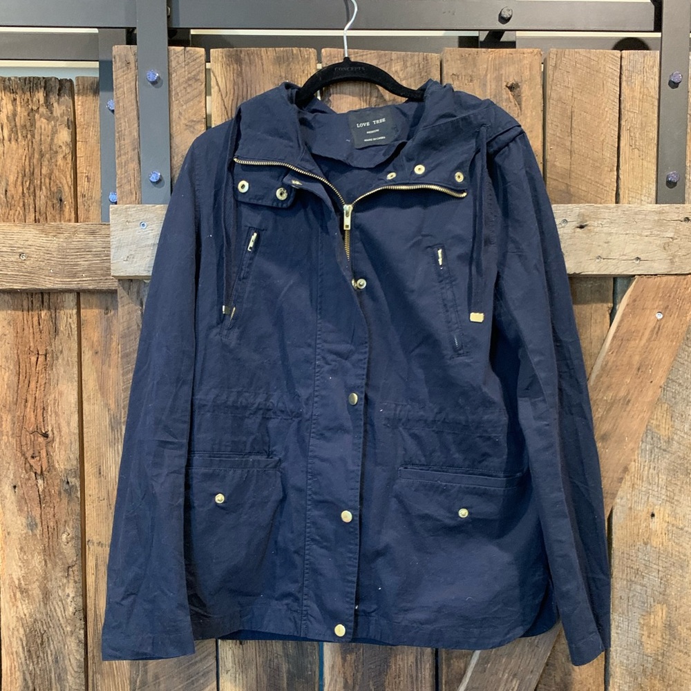 Love Tree Navy Jacket with Gold Embellishments